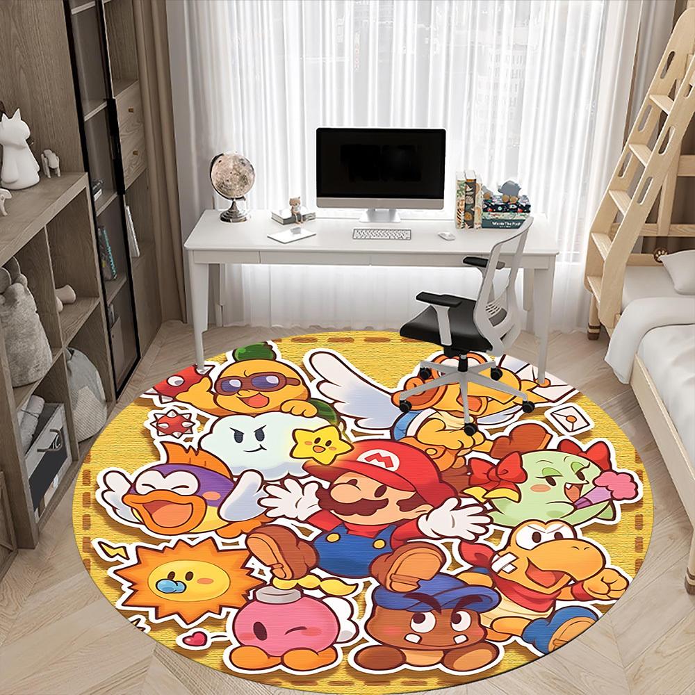 1pc Mario Characters Office Round Area Rug, Under Office Chairs Bedroom Living Room Home Decor a1016267
