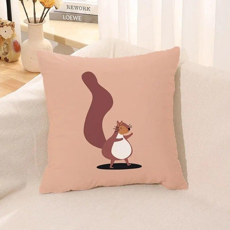 Cartoon Animal Print Pillow Case Living Room Sofa Cushion Cover Bedroom Room Bedside Home Decoration