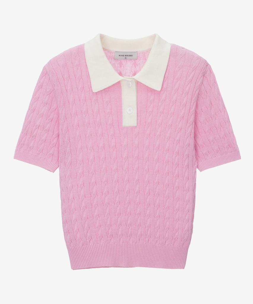 MIND BRIDGE WOMEN [On][W] Cable Collar Contrast Knit - 3 Colors
