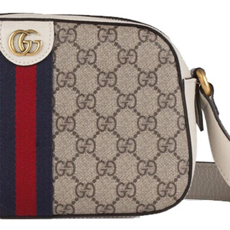 Gucci Серия Ophidia Новая Винтажная Логотип Холст Сумка для Камеры Унисекс Сумка на Плечо Красный Синий 681064-96IWT-9794