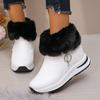 2024 Winter New Warm White Snow Boots Women Side Zip Thick Plush Hidden Heel Shoes Woman Fashion Faux Fur Platform Ankle Boots