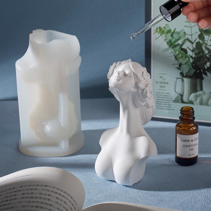 15см Большая Красивая Богиня Леди Гипсовая силиконовая форма Ангел Девушка Женский Бюст Статуя Свеча Силиконовая Форма Женские Фигуры Форма для смолы