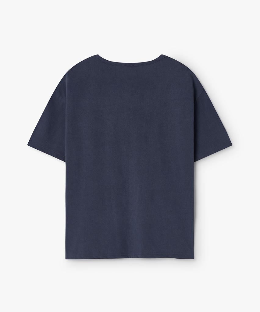 WEST GRAND BOULEVARD Halo Pigment Henley Neck T-Shirt Navy