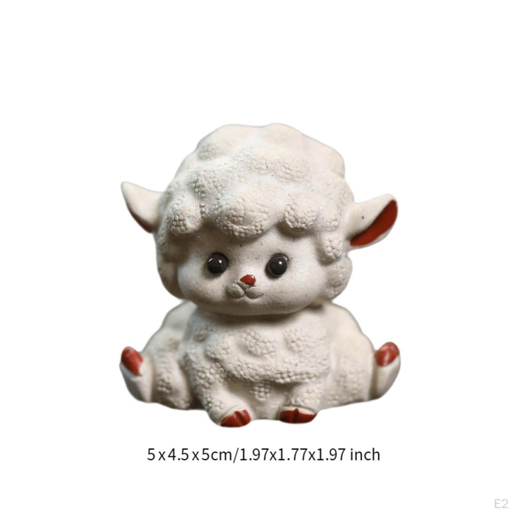 Purple Clay Tea Pet Small Sheep Statue Decoration Gift Miniature Figurine for