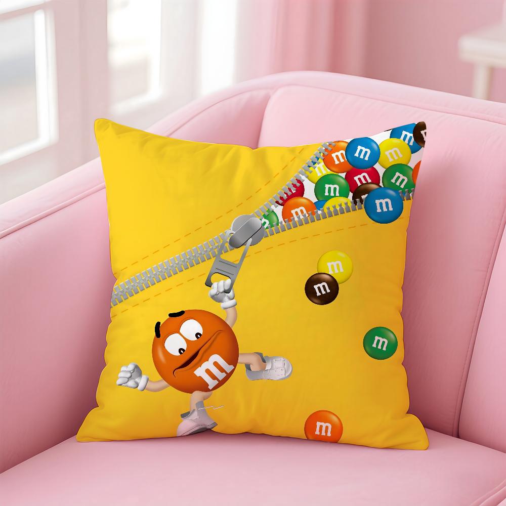 Модная Наволочка для Подушки с Шоколадными Конфетами M&M'S, Мем-Подушка, Наволочка Защитная от Пылевых Клещей, Невидимая Молния, Шелковистый Короткий Плюш, Чехол для Подушки Дивана