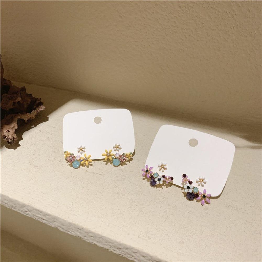 Korean Style Oil Floral Stud Earrings Women's Jewelry Flower Design Drop Earrings  Party