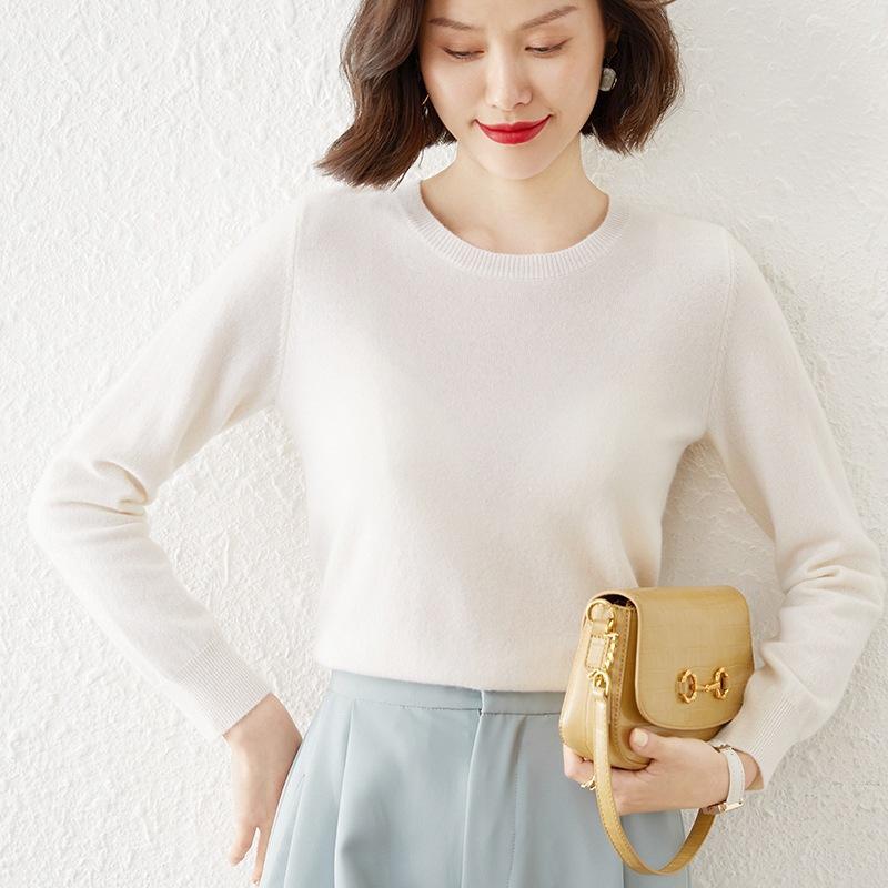 Осенне-зимний женский свитер, стильный трикотаж, пуловер с круглым вырезом, нижняя рубашка, пуловер с длинными рукавами, свитер