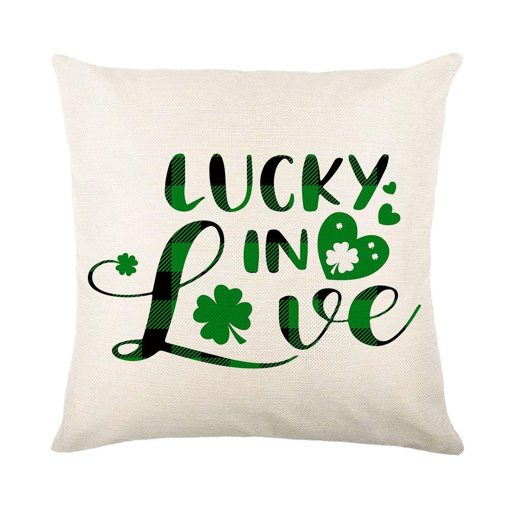 Combination Festival Cushion St. Patrick's Day Cushion Green Plaid Four-leaf Clover Sofa Cushion