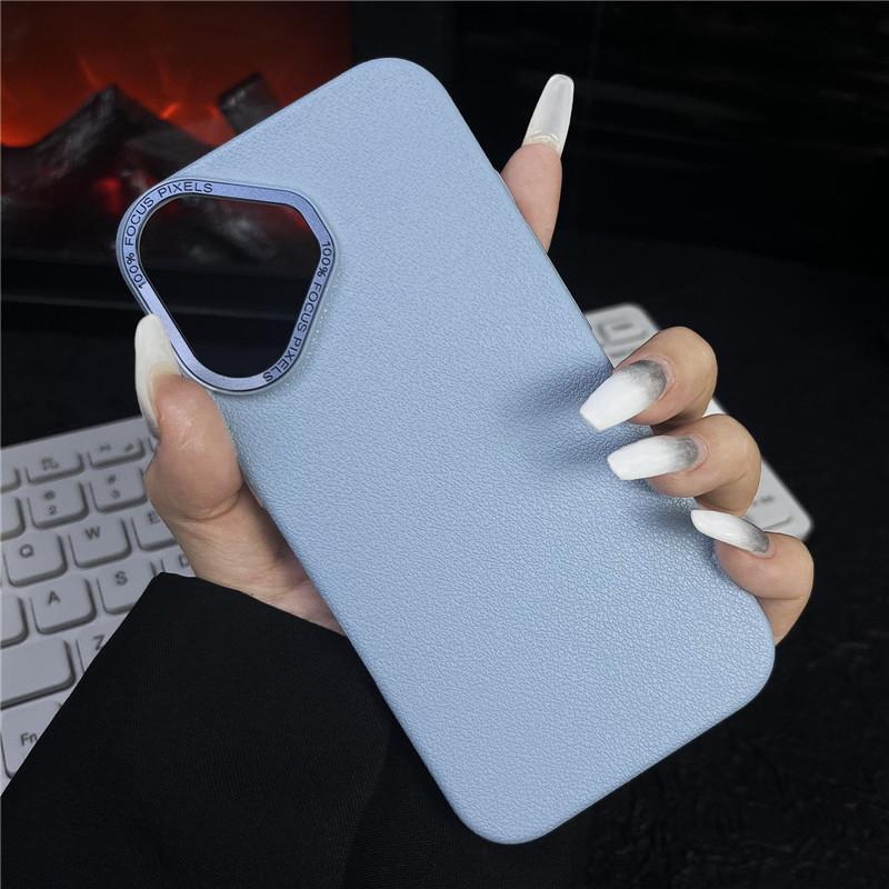 Для Apple iPhone 16 Plus Pro Max прочный металлический чехол с большой дыркой в рамке для объектива Litchi Grain PC, защитный чехол от отпечатков пальцев, задняя крышка-оболочка