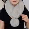 Imitation Fur Winter Scarf with Faux Fur Balls Solid Color Thickened Warm Neck Shawl