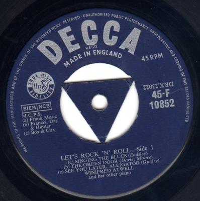 7-дюймовая пластинка WINIFRED ATWELL - Let's Rock 'n' Roll 45F10852 DECCA 1957 UK Rock Б/у