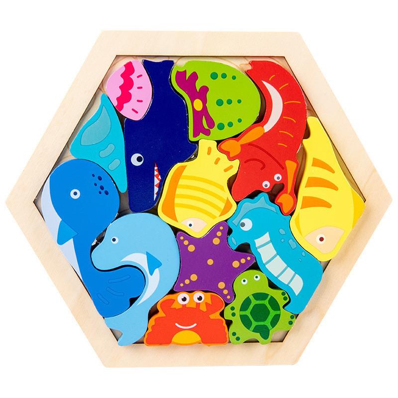 Wooden 3d Puzzle For Kids With Animal Shapes To Develop Handson Skills And Creativity