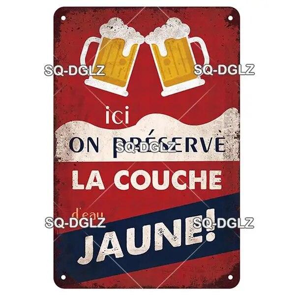 SQ-DGLZ Vintage Metal Sign French Beer Bar Tin Sign Shop Plate Home Bar Door Wall Decor Sticker Decoration Plaque Poster Gift