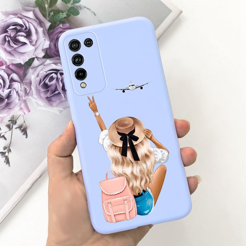 For Honor 10X Lite Phone Case Honor 10Xlite DNN-LX9 Fashion Moon Design Soft Silicon Shockproof Protective Cover Bumper
