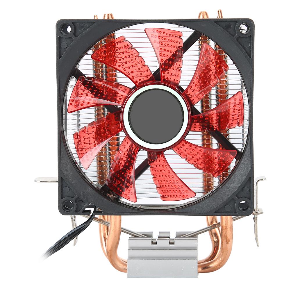 CPU Cooling Fan 3 Pin Connector PC Accessory Light 2 Brass Pipe for 775 Celsius 1155 Celsius (Red )