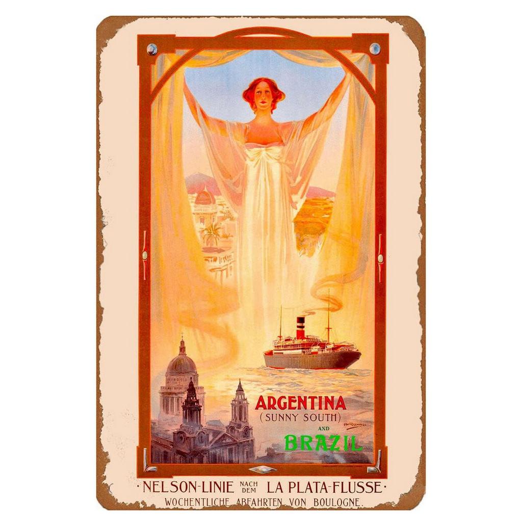 Металлическая жестяная табличка Аргентина Буэнос-Айрес Настенное украшение Пластина Винтажный плакат Железная картина для мужской берлоги Домашнее кафе Садовый клуб Бар