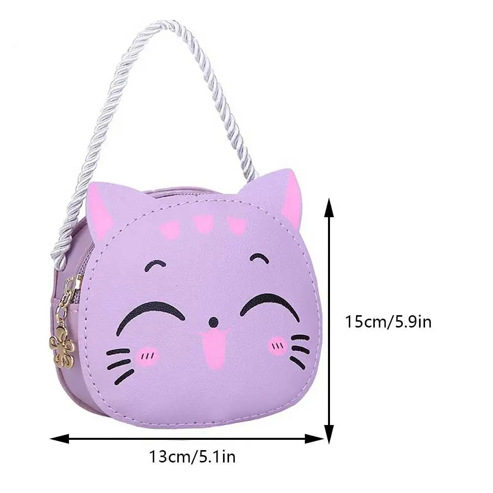 Сумка-портмоне Kawaii для девочек, мини-сумка на плечо из искусственной кожи с мультяшным котом, повседневная модная сумка для монет, компактная детская милая сумка на слинге, маленькая Bolsa