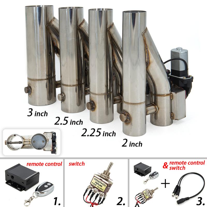 304 Stainless Steel Y Pipe Electric Exhaust Cutout ON/OFF Dual Valve With Controller Cut Out Down Pipe Kit