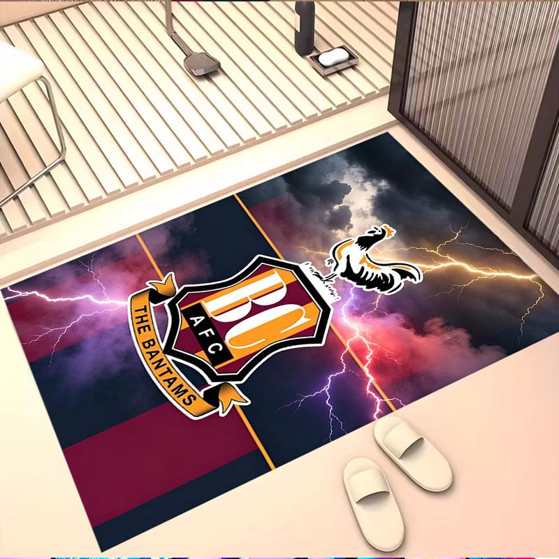Bradford City AFC Print Rug, Washable Floor Carpet, For Entryway Dorm Laundry Room Office Study, Home Decor Birthday Christmas Gift