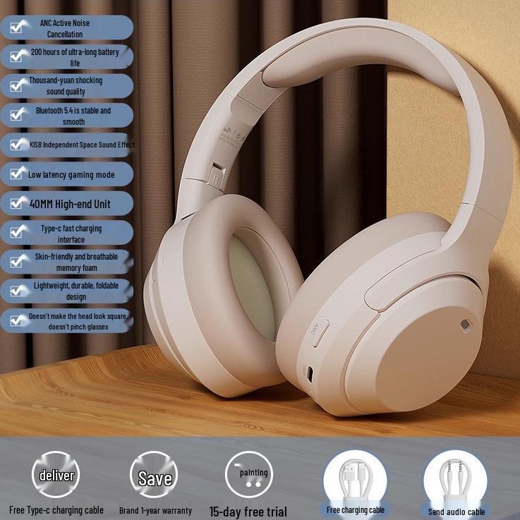 Беспроводные накладные Bluetooth-наушники с аккумулятором на 200 часов, шумоподавлением и функциями для игр, для использования со спортивными устройствами, мобильным телефоном и компьютером