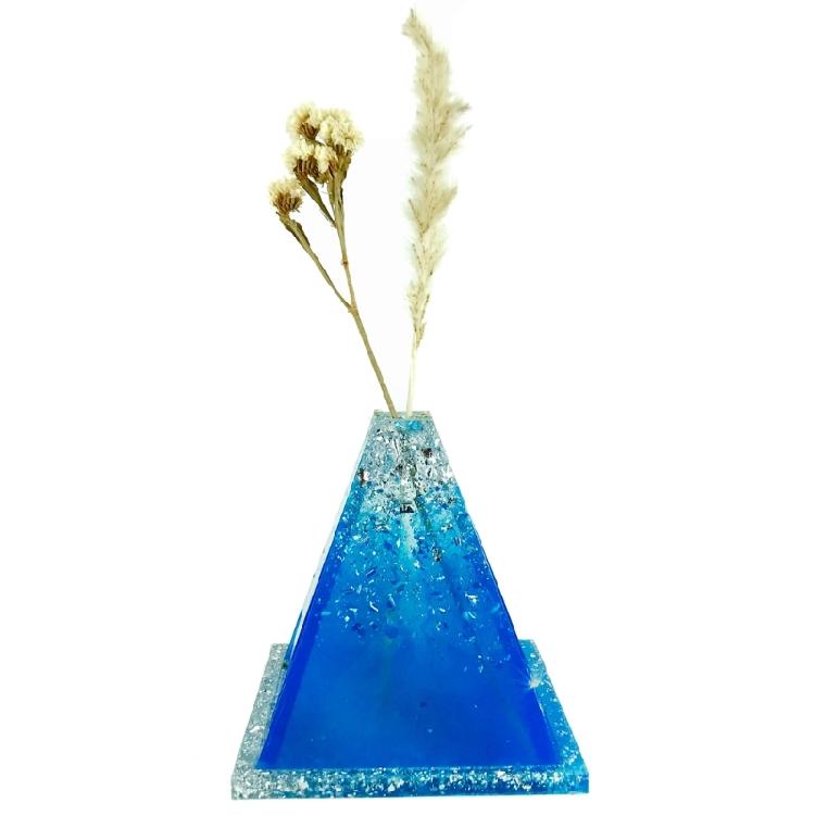 ,Pyramid Epoxy Resin Casting Mold for Flower Vase Ornaments Silicone Vase Mold