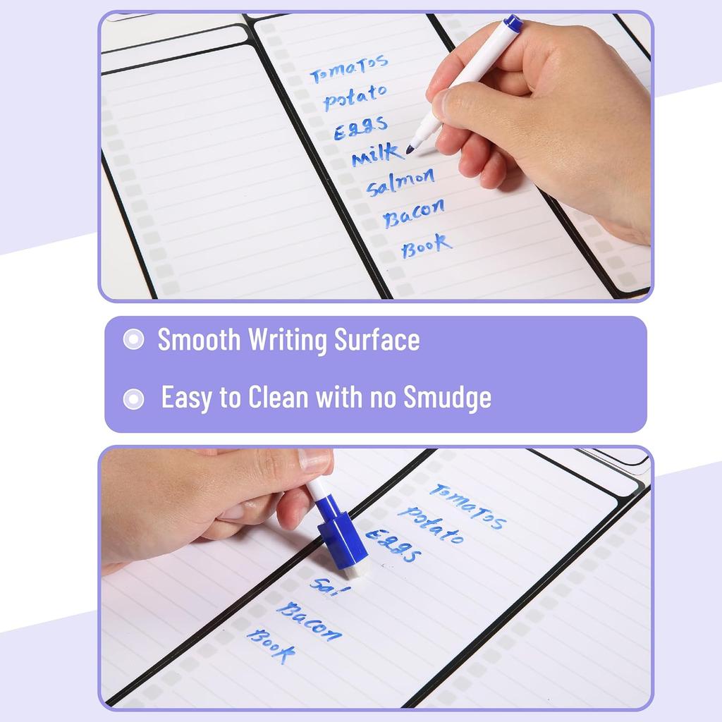 Mr. Pen- 4" x 12" Magnetic Dry Erase to Do List, 11 pcs, 4X Dry Erase to Do List White Board, 6X Colorful Whiteboard Markers and 6" x 4" Magnetic