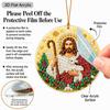 2D Flat 12pcs DIY Acrylic Pearl Diamond Painting Christmas Ornaments Kit, Round & Snowflake Shaped Acrylic Tree Hanging Decorations with Nativity