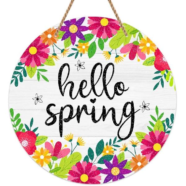 FaCraft He is Risen Decor Sign - Easter Wreath for Front Door, Religious Cross Door Decoration, Farmhouse Floral Hanger for Home, Porch, Wall, Spring