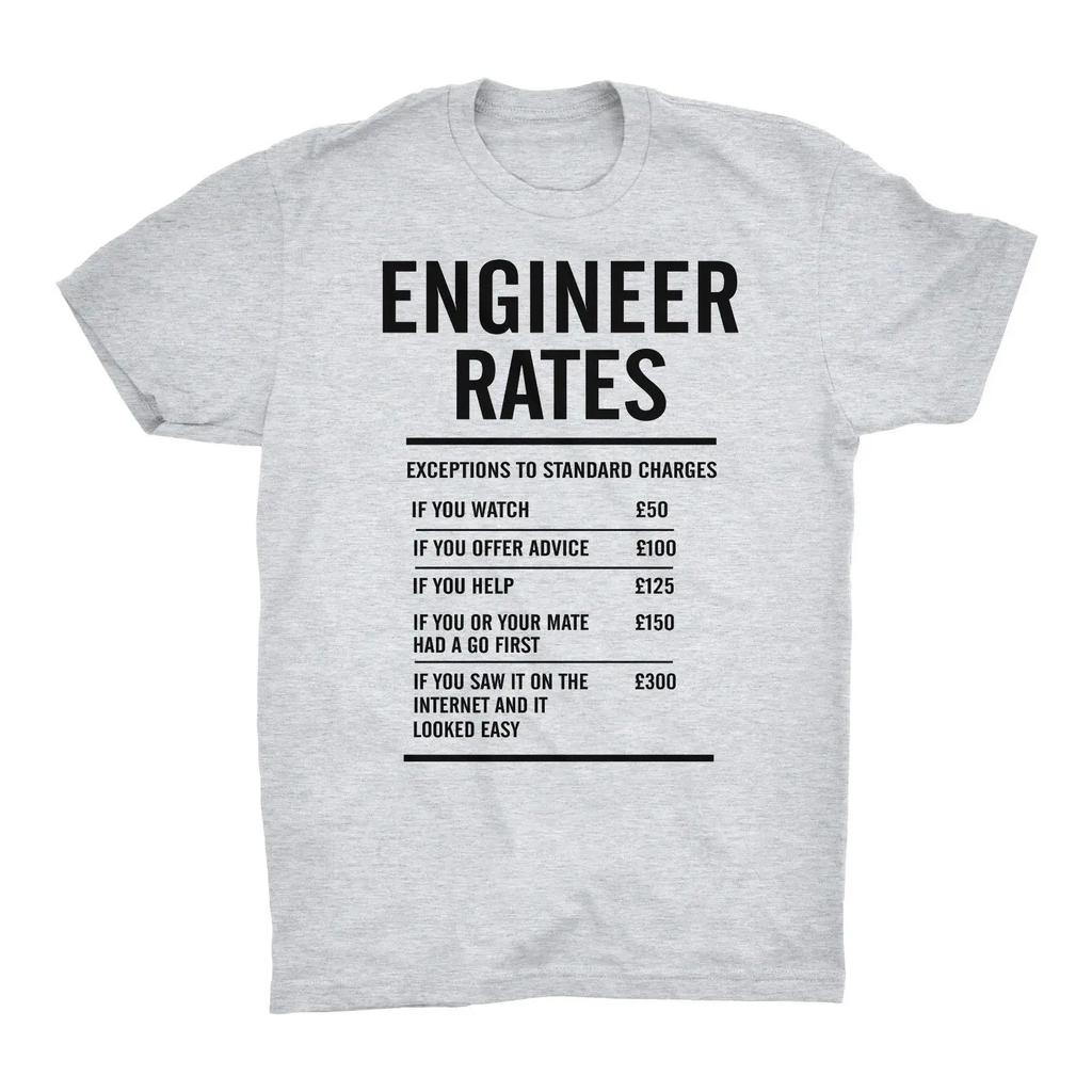 Funny Dad Husband Gift Mechanic Garage Engineer Rates TShirt Summer Cotton Short Sleeve ONeck Mens T Shirt