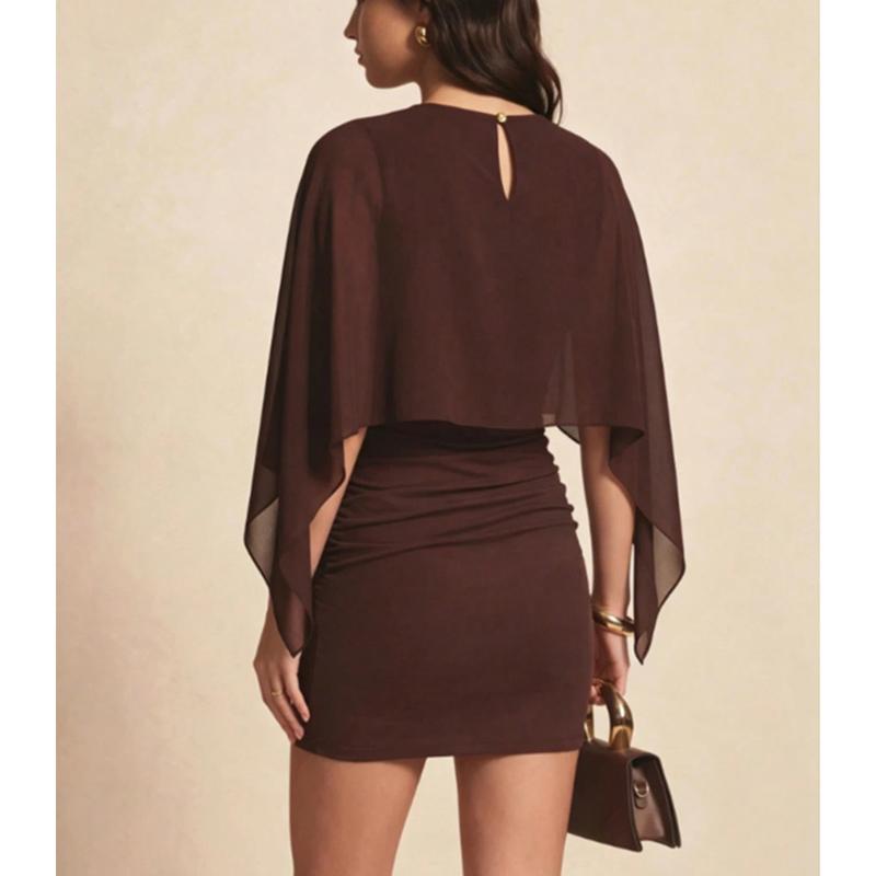 Women's mini Dress Women's Batwing Sleeve Knit Midi Dress