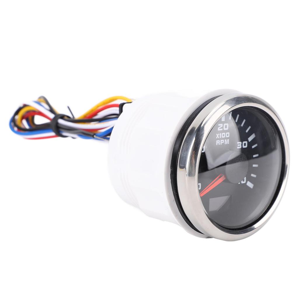 52mm Engine 4000RPM Tachometer Gauge with Hour Meter 7 Color Backlight for Truck Tractor Car RV Boat DC 9 To 32V Black