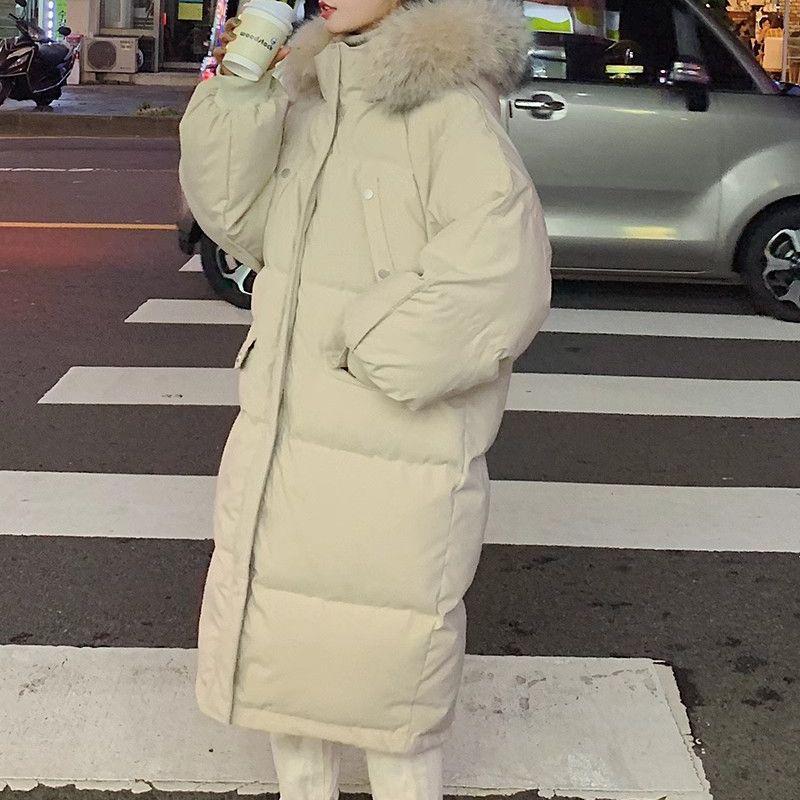 Женский пуховик средней длины, Зима 2024, Теплый и толстый, Приталенное пальто до колена