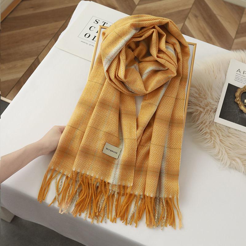 Korean Style Plaid Scarf Women's New Autumn and Winter Imitation Cashmere Fashion British Versatile Warm Student Couple Scarf Shawl