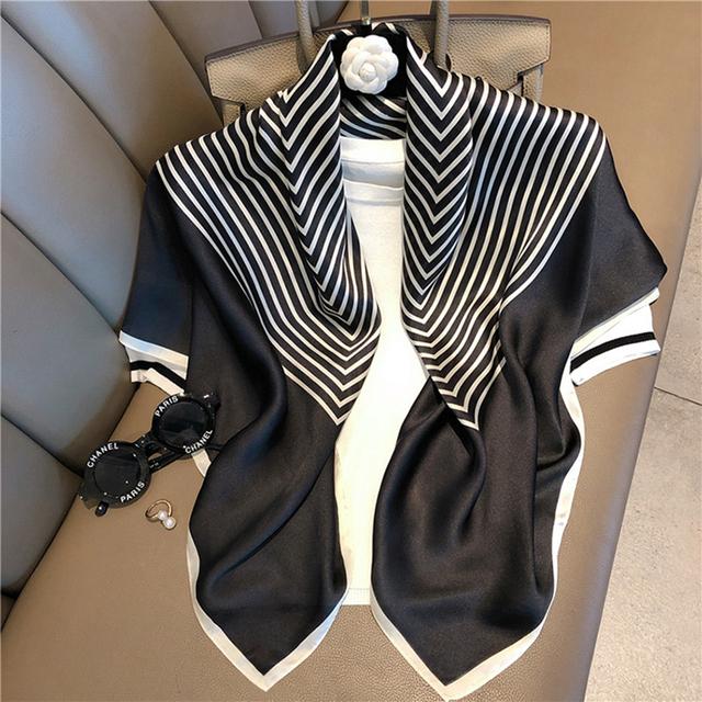 90cm *90cm Design Scarf Lady Shawl Printed Silk Felt Headscarf Scarf Lady Headscarf Square Scarf Lady Wrap Scarf 2021