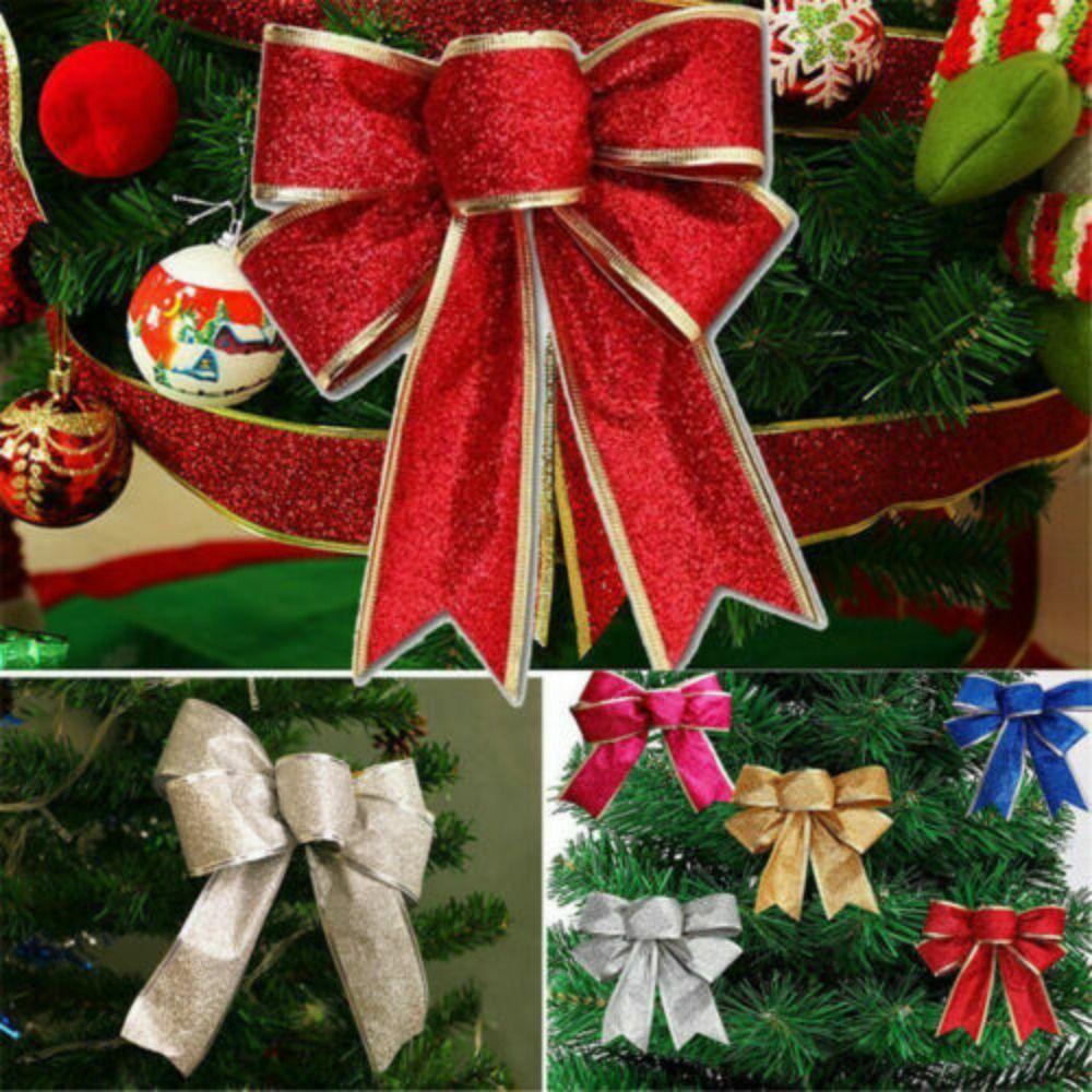 Large Christmas Tree Bows 25cm Red Bows Cute Wreaths Xmas Decor