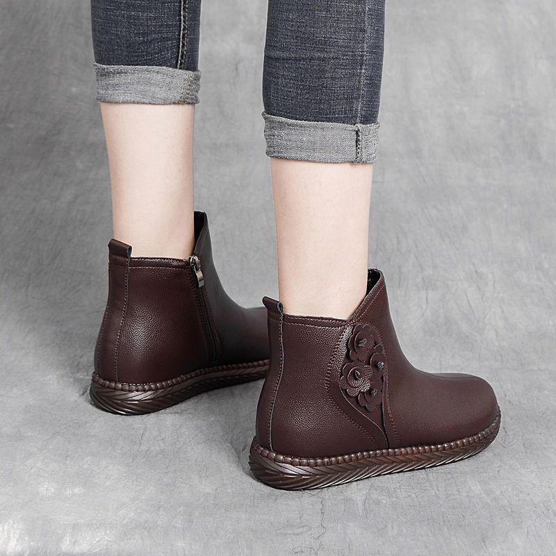 Осенние и зимние сапоги женские теплые плюшевые на низком каблуке теплые короткие сапоги удобные плоские ботильоны для женщин мягкие