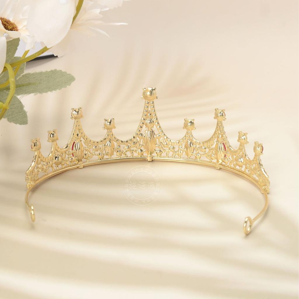 New Baroque Retro Bridal Tiara Crown Alloy Red Hair Accessories Wedding Wedding Jewelry High-end
