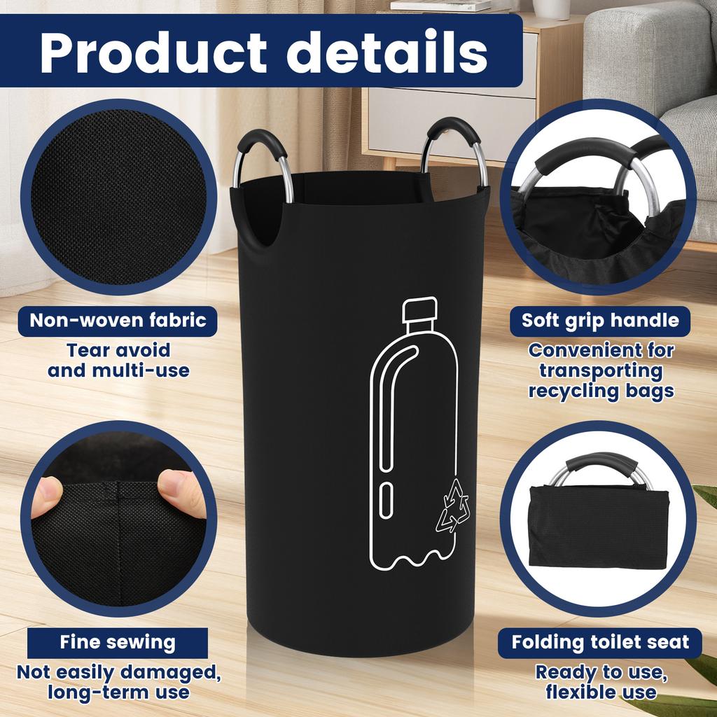 2/3Pcs 82L Empty Bottle Storage Basket Folding Kitchen Wastewater Bottle Collector Bag with Handle Large Capacity Bin for Home