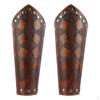 2Pcs Medieval Unisex Men Bracers Leather Gauntlet Wristband Brown