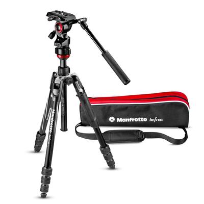 Manfrotto Befree Advanced Алюминиевая видеоголовка с плавной работой и поворотным замком для беззеркальных камер, спортивных камер и видеоблогинга, 4-секционный штатив-тренога, черный, Камеры, Дни,