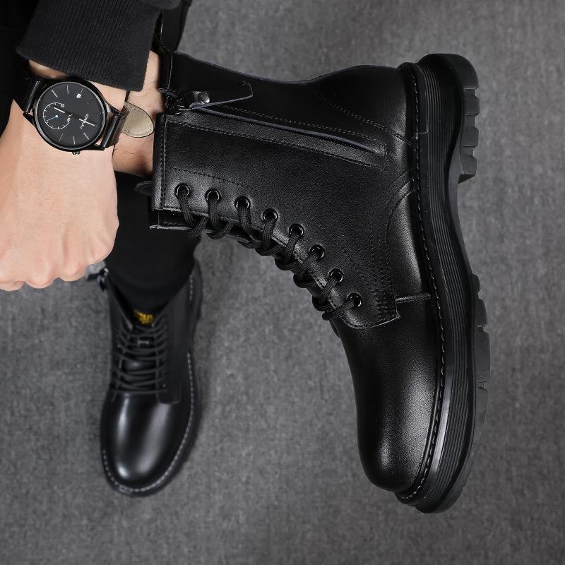 Модные мужские высокие ботинки Martin на осень/зиму в британско-корейском стиле