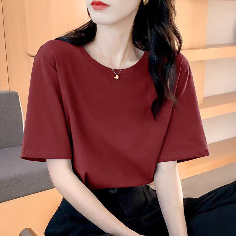 VEZFAA Женские модные повседневные летние весенние блузки и рубашки с круглым вырезом с короткими рукавами