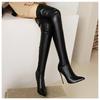 Эластичные женские сапоги выше колена 2024 осень-зима женские высокие сапоги из кожи длинные танцевальные фетиш-туфли женские большие размеры