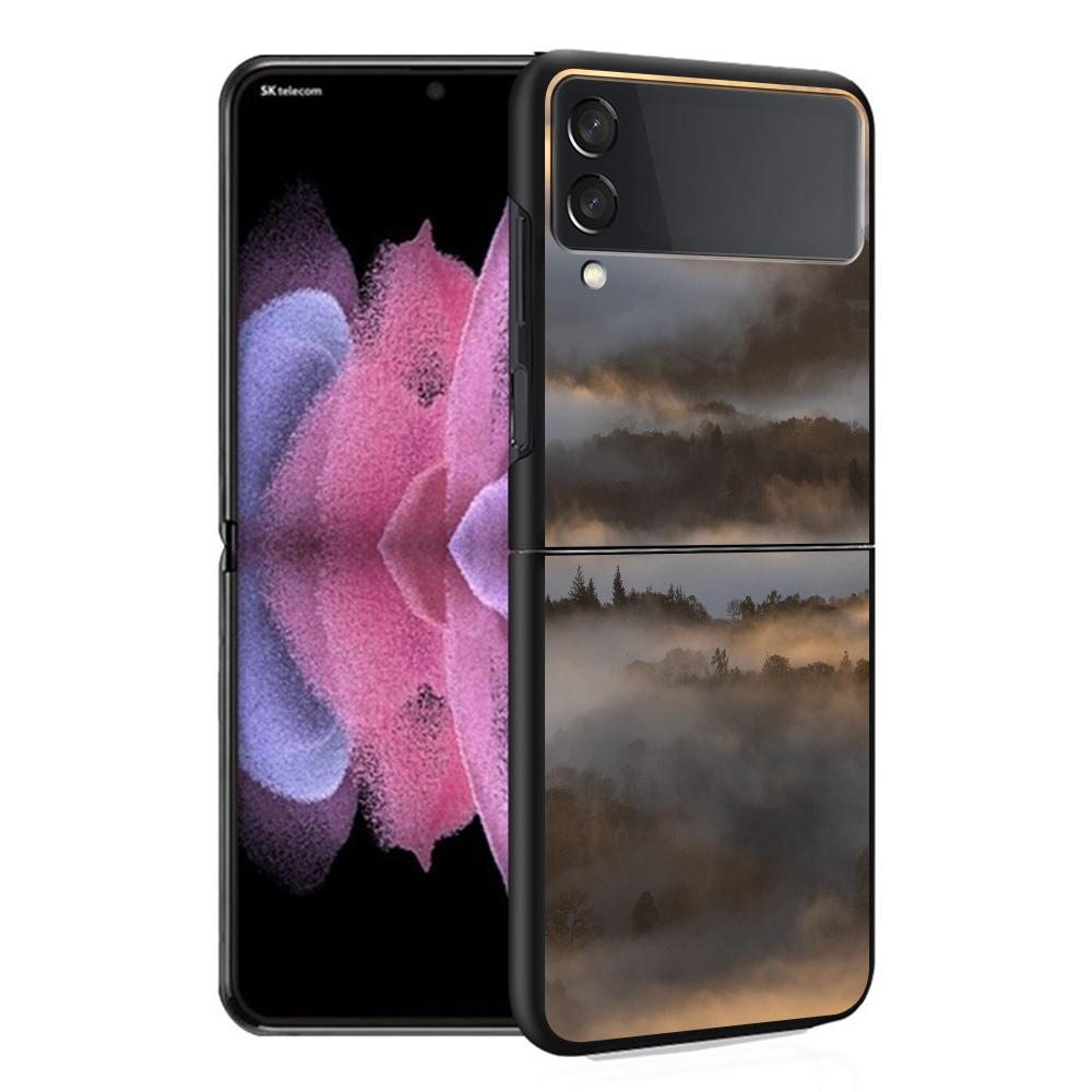 Роскошный чехол для Samsung Galaxy Z Flip 4 3 5G, черный ПК, жесткие чехлы для телефонов, модная задняя крышка ZFlip Funda Cool Mountain Peak Shell