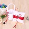 6 * 6 Inches Double Heart Satin Ring Bearer Pillow and Wedding Flower Girl Basket Set with