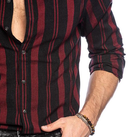 Мужская рубашка в полоску соответствующего цвета с отложным воротником, однобортный кардиган, приталенный тонкий, мягкий, дышащий, уличная одежда с длинными рукавами, мужской топ