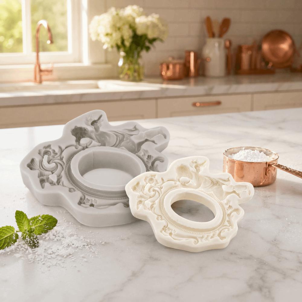 Pink Color Silicone Fondant Mold 3D Sculpted Pattern Chocolate Mould Baking Decor Tool Baking Use