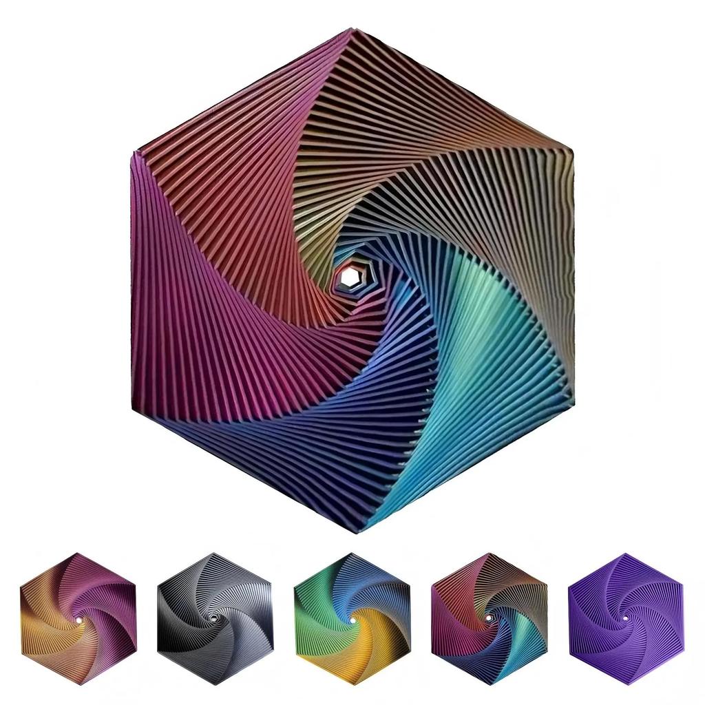 Фрактальный спиннер-гексагон, напечатанный на 3D-принтере, сенсорный инструмент для снятия стресса для взрослых, инструмент для медитации, спираль для снятия тревоги, подарок на день рождения
