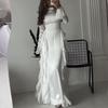 "Autumn Women's Round Neck Trumpet Sleeve High Waist Slim Dress"