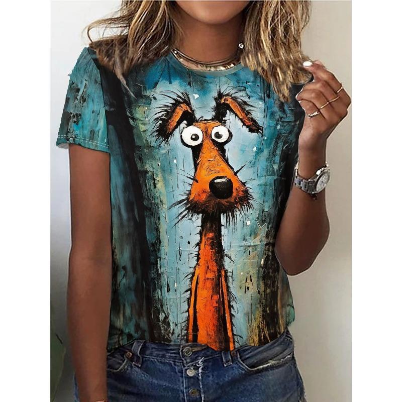 3D-печать Обработка печати для летней женской футболки с круглым вырезом для женщин Футболки женские